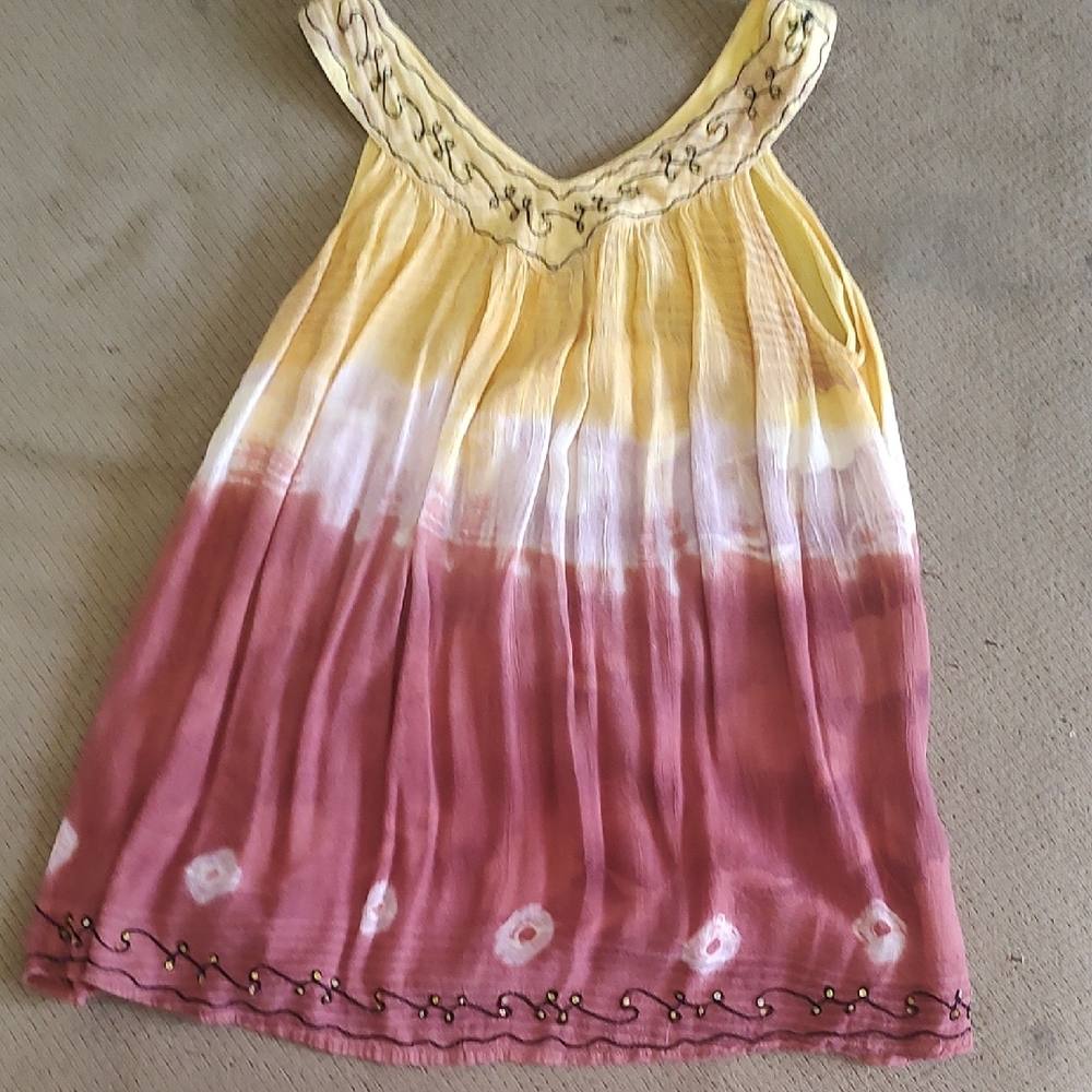 Embroidered Yellow and Pink Women's Blouse
